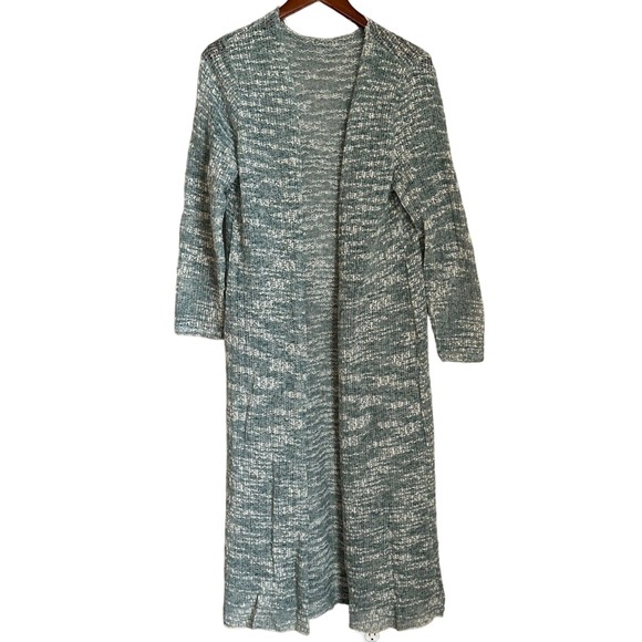 Soft Surroundings Sweaters - Soft Surroundings Open Front Cardigan Longline Open Knit Lightweight Metallic
